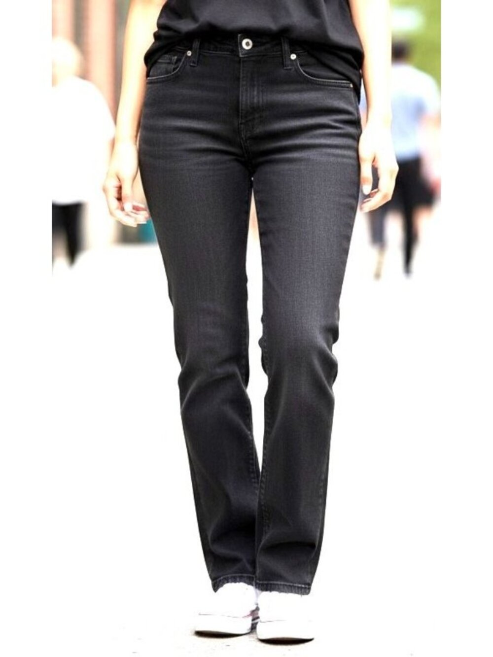 Laura Womens Black Jeans Stretch Boot Cut Medium Wash Size 16